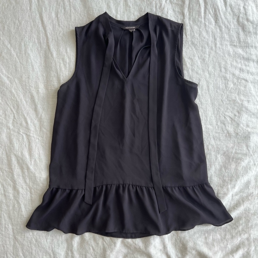 Black Ruffle Detail Top - Banana Republic